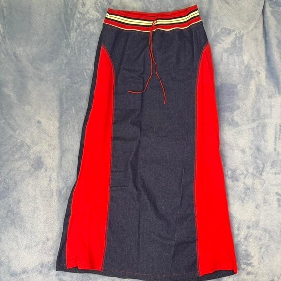 Moa Moa Dresses & Skirts - Vintage Moa red and blue maxi skirt with drawstring waist Size S